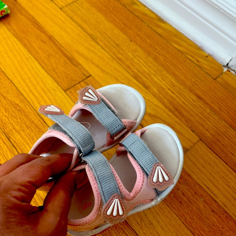 Adorable Toddler Sandals - Size 5, Grey & Pink
